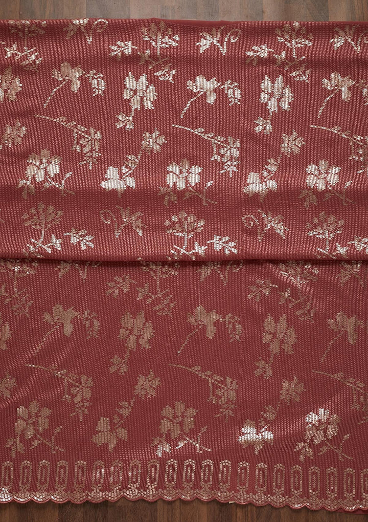 Onion Pink Sequins Georgette Unstitched Salwar Suit - Koskii