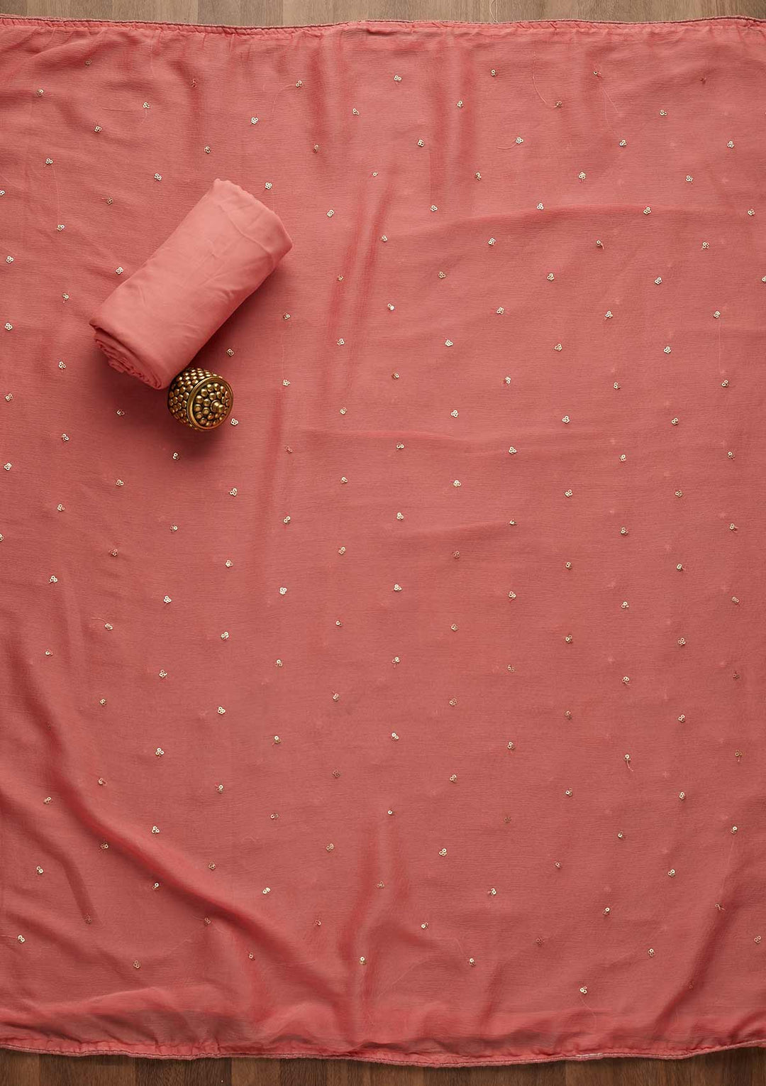 Onion Pink Sequins Georgette Unstitched Salwar Suit-Koskii