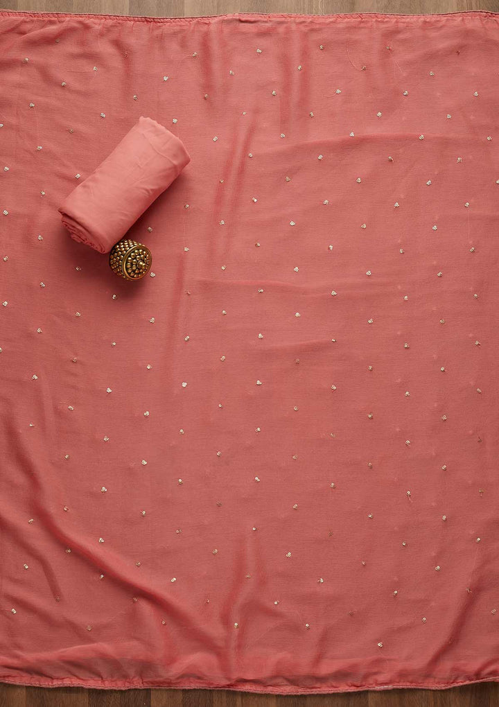 Onion Pink Sequins Georgette Unstitched Salwar Suit-Koskii