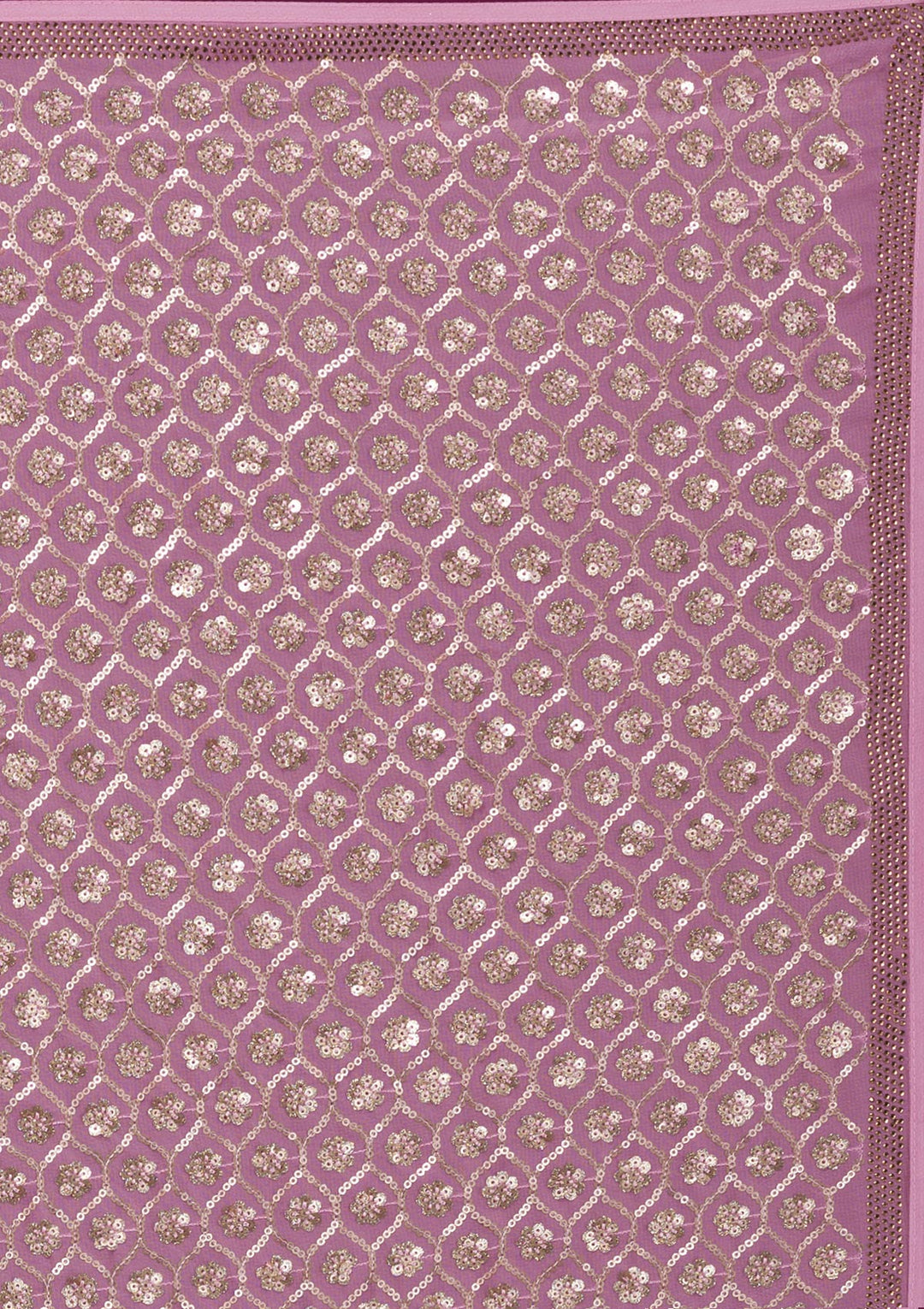 Onion Pink Sequins Georgette Unstitched Saree-Koskii