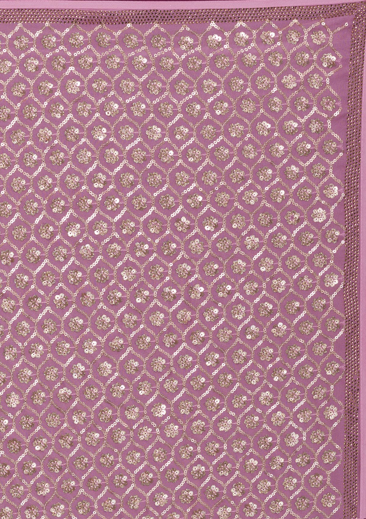 Onion Pink Sequins Georgette Unstitched Saree-Koskii