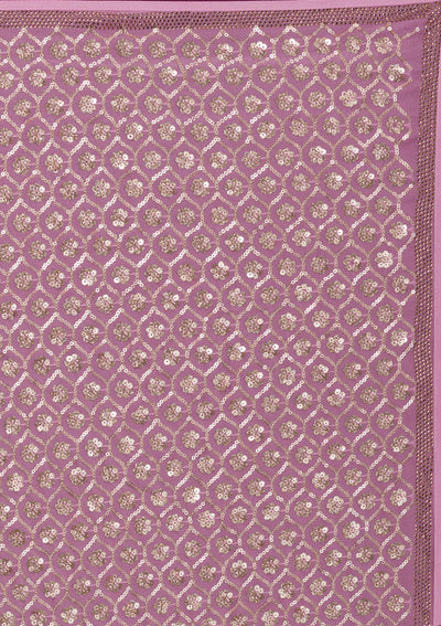 Onion Pink Sequins Georgette Unstitched Saree-Koskii