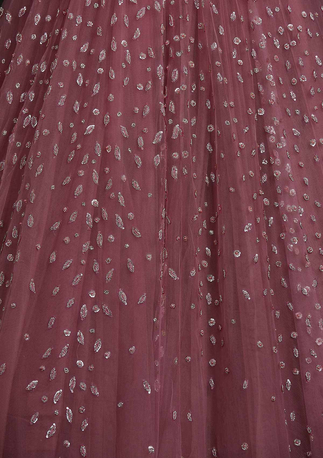 Onion Pink Sequins Net Designer Gown - koskii