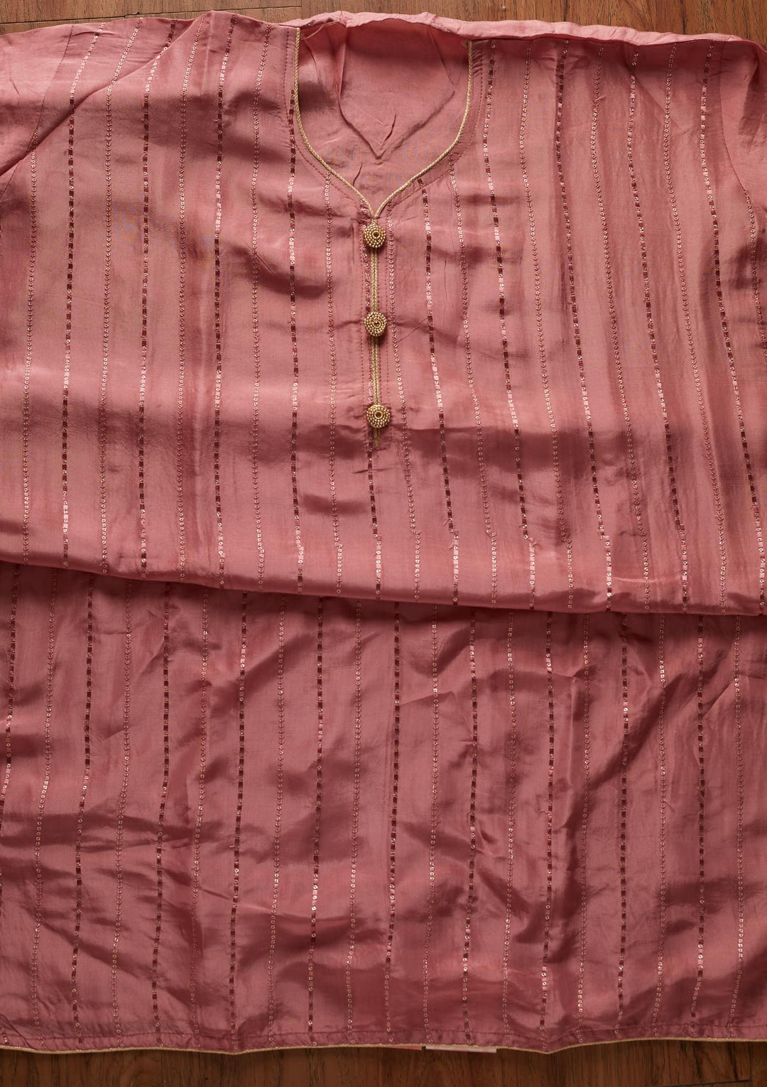 Onion Pink Sequins Semi Crepe Designer Semi-Stitched Salwar Suit - koskii