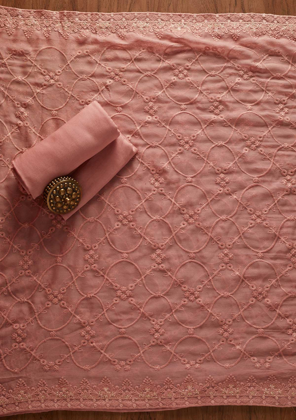 Onion Pink Stonework Georgette Designer Unstitched Salwar Suit - koskii