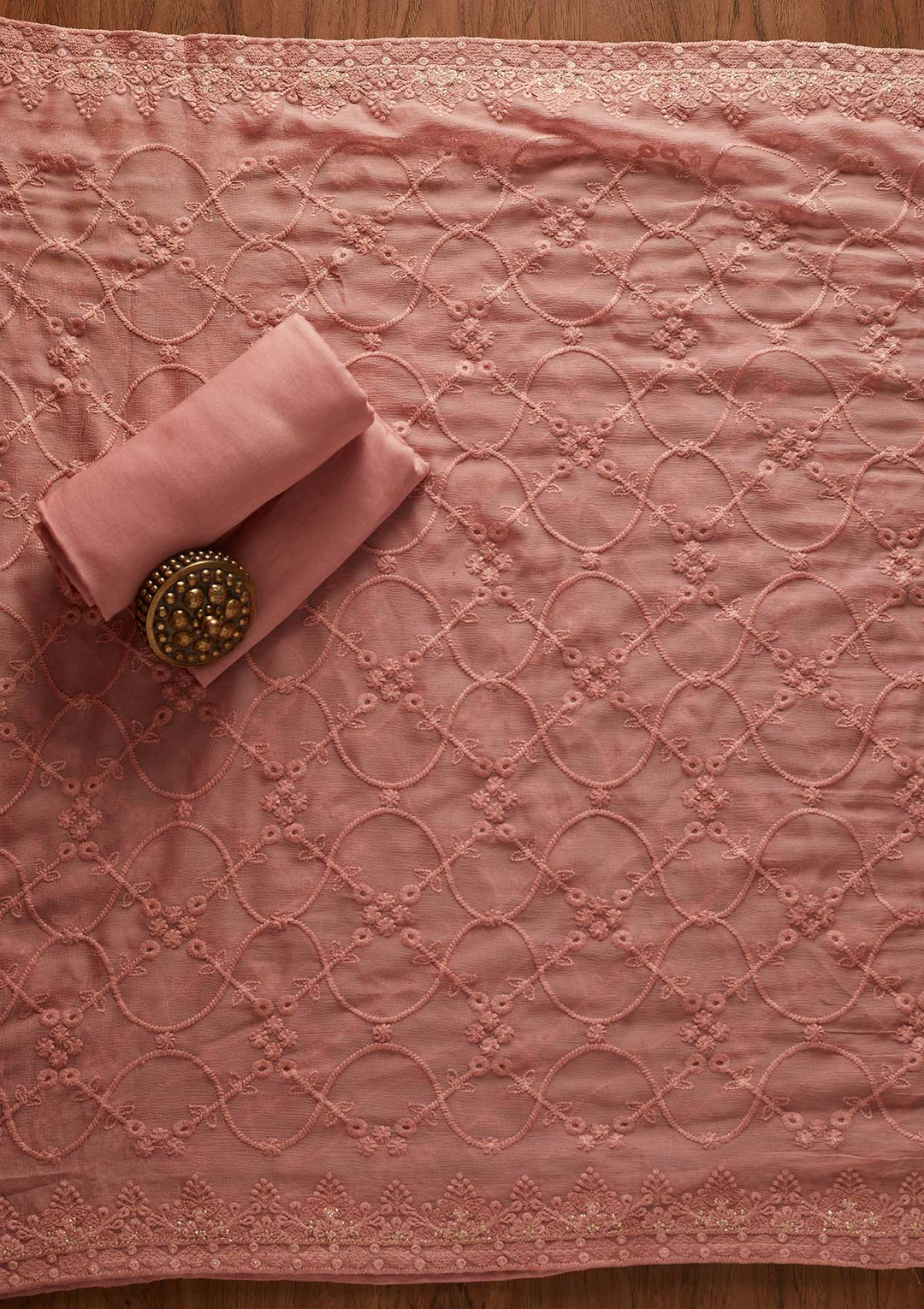 Onion Pink Stonework Georgette Designer Unstitched Salwar Suit - koskii