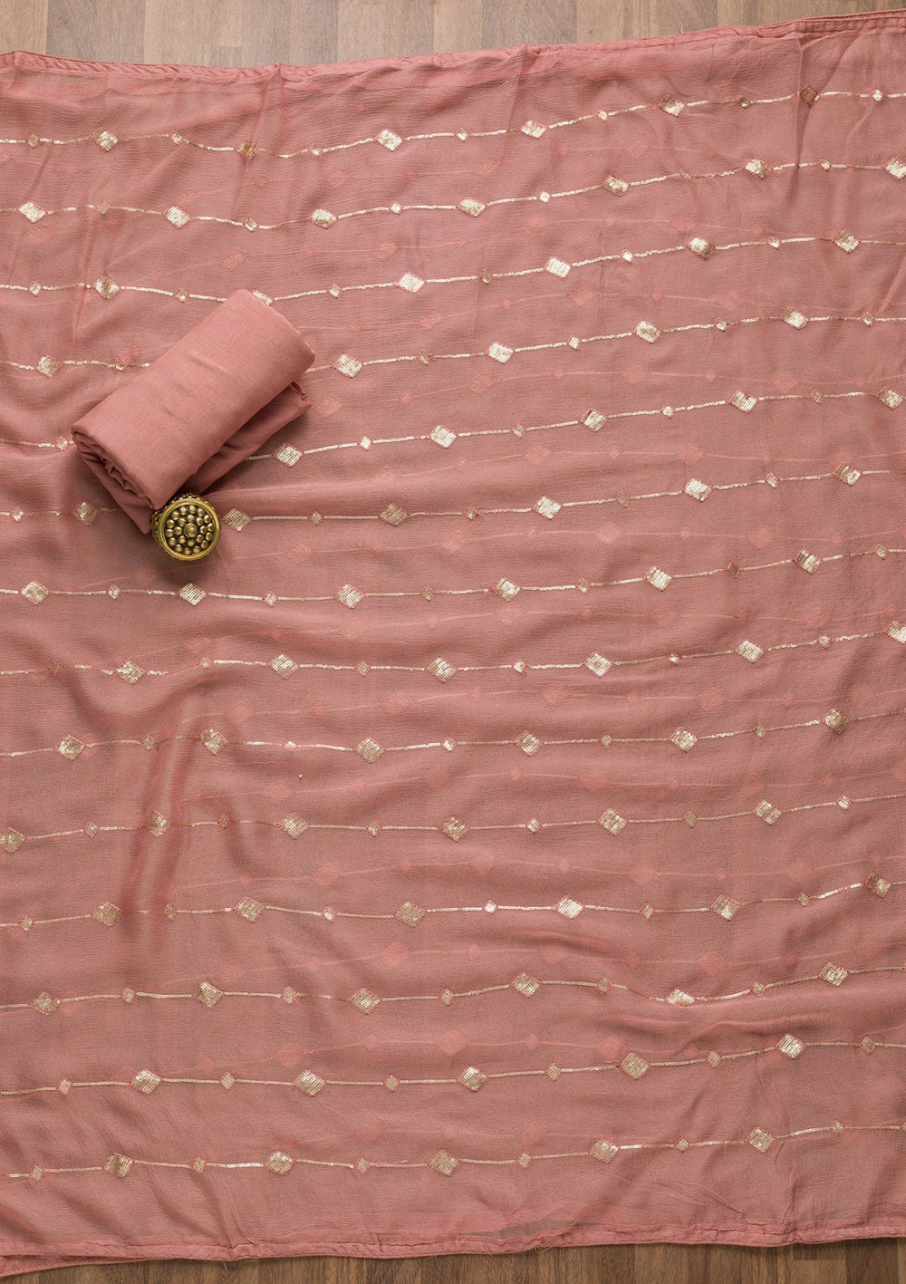 Onion Pink Stonework Georgette Unstitched Salwar Suit-Koskii
