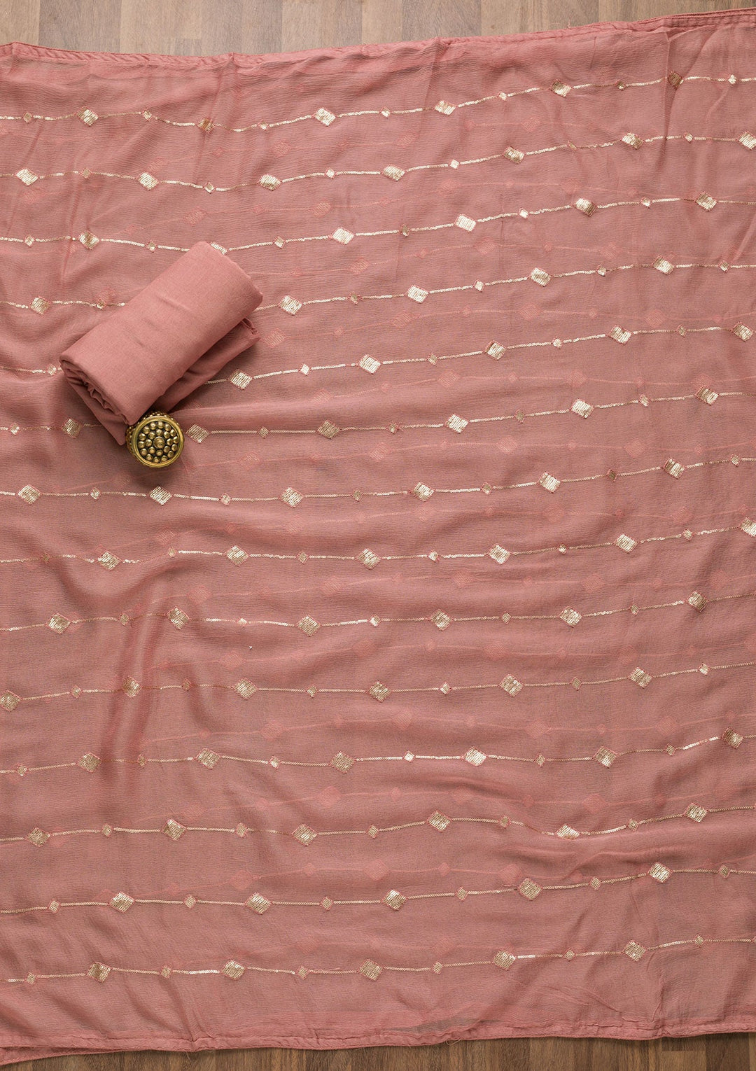 Onion Pink Stonework Georgette Unstitched Salwar Suit-Koskii