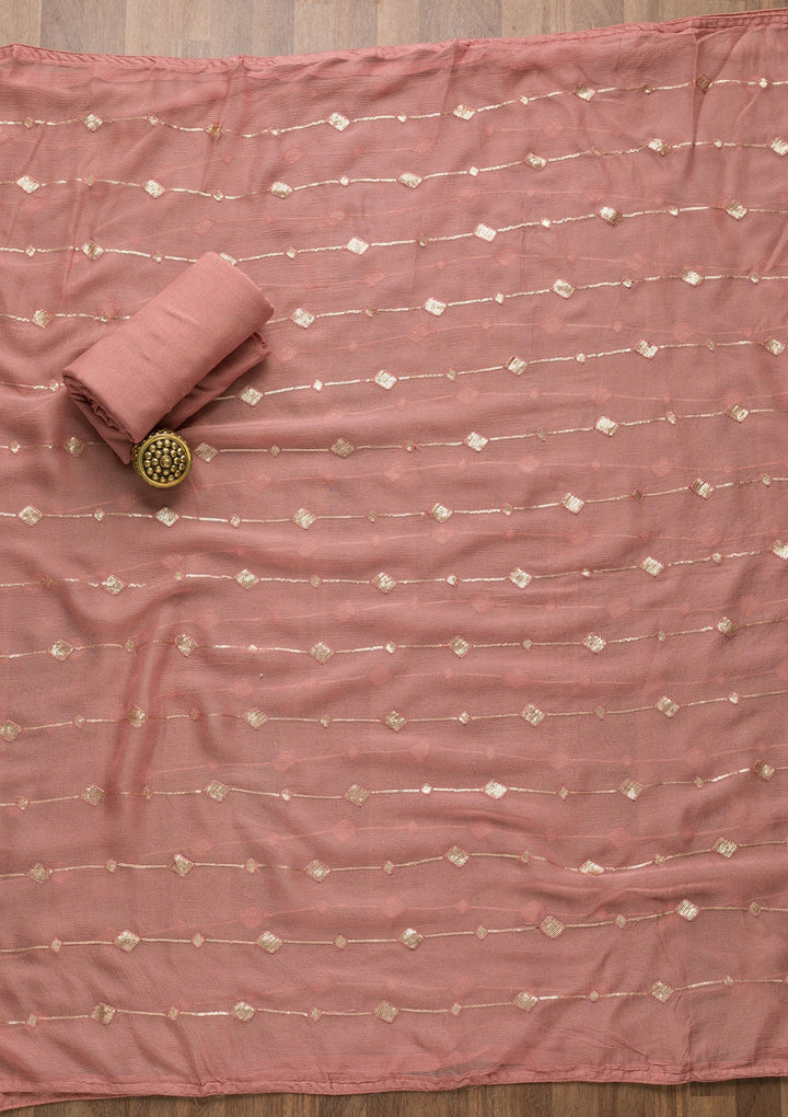 Onion Pink Stonework Georgette Unstitched Salwar Suit-Koskii