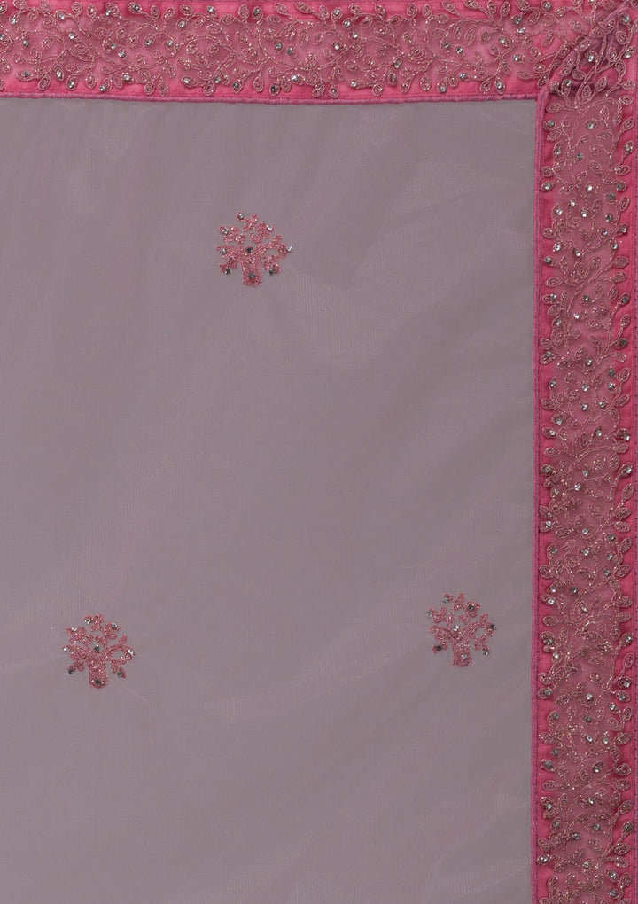 Onion Pink Stonework Net Designer Lehenga-Koskii