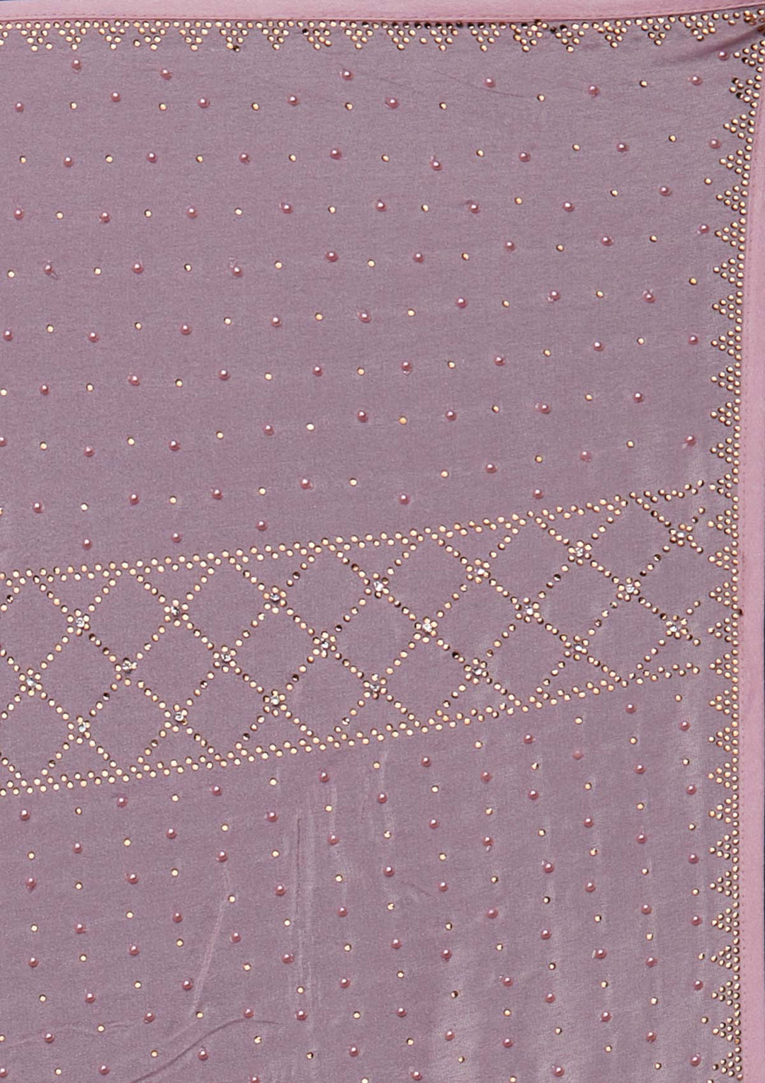 Onion Pink Stonework Semi Crepe Designer Saree - Koskii