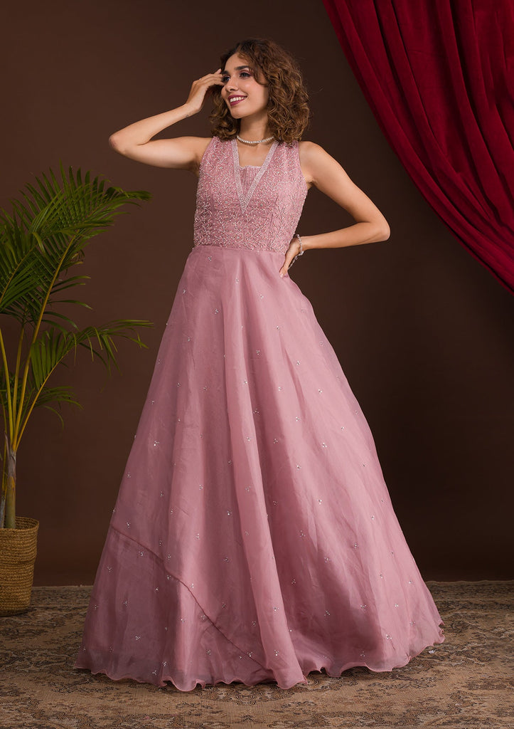 koskii onion pink stonework tissue designer gown