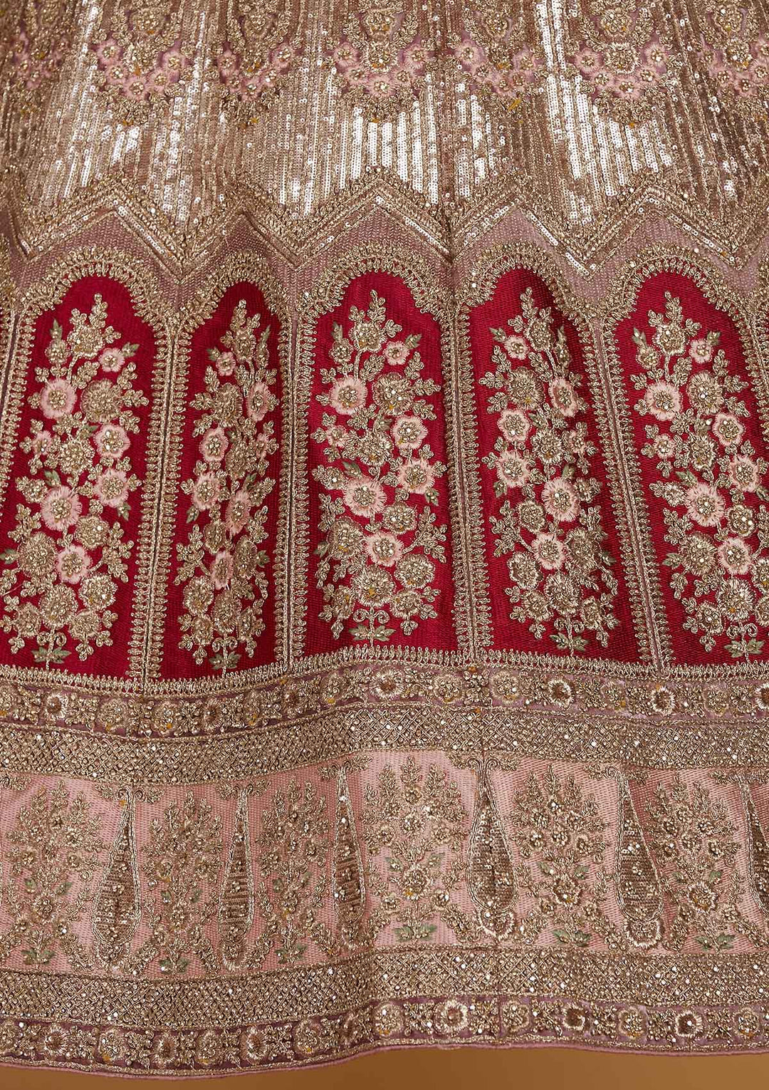 Onion Pink Stonework Velvet Designer Semi-Stitched Lehenga - Koskii