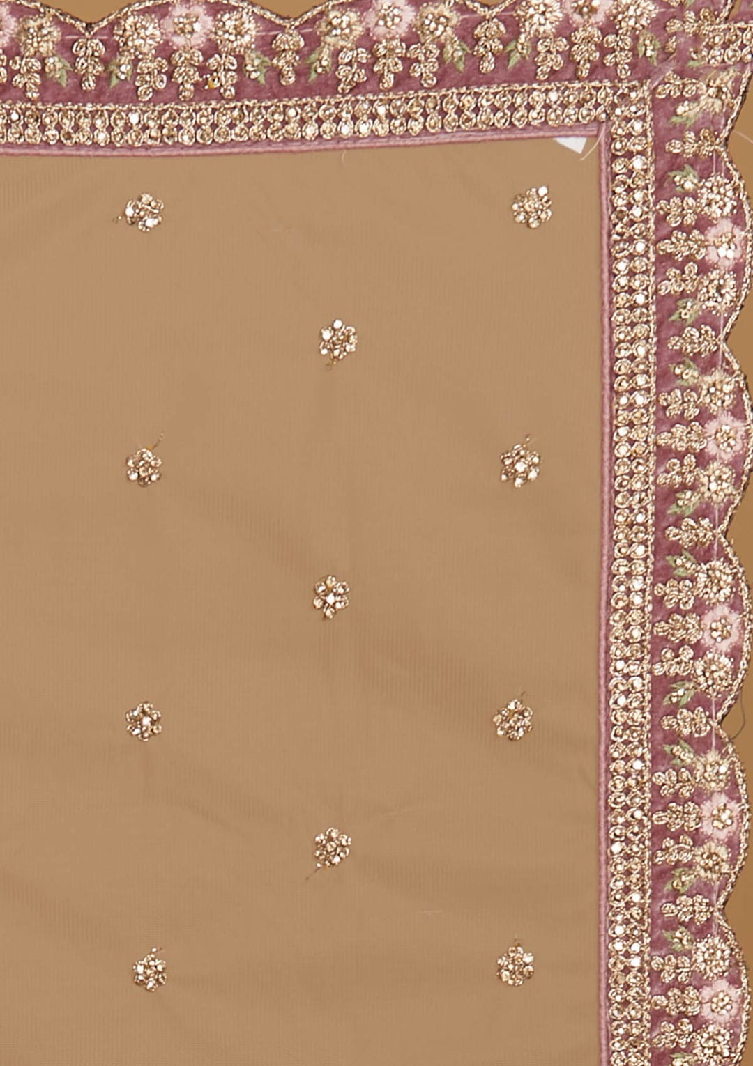 Onion Pink Stonework Velvet Designer Semi-Stitched Lehenga - Koskii