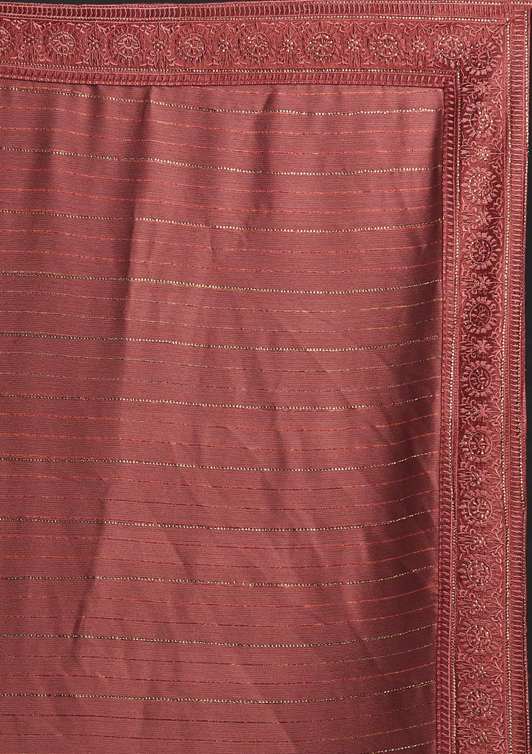 Onion Pink Swarovski Georgette Designer Saree - koskii