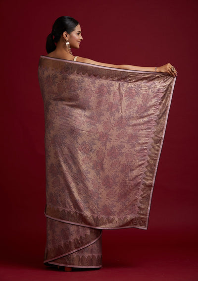 Onion Pink Swarovski Shimmer Designer Saree - koskii