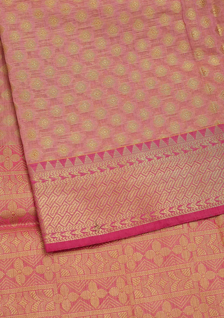 Onion Pink Zariwork Art Silk Saree-Koskii