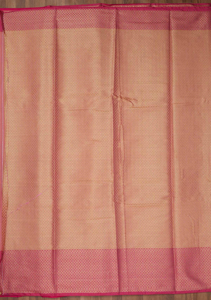 Onion Pink Zariwork Art Silk Saree-Koskii