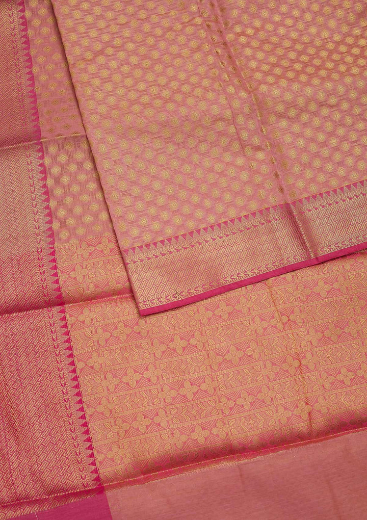Onion Pink Zariwork Art Silk Saree-Koskii