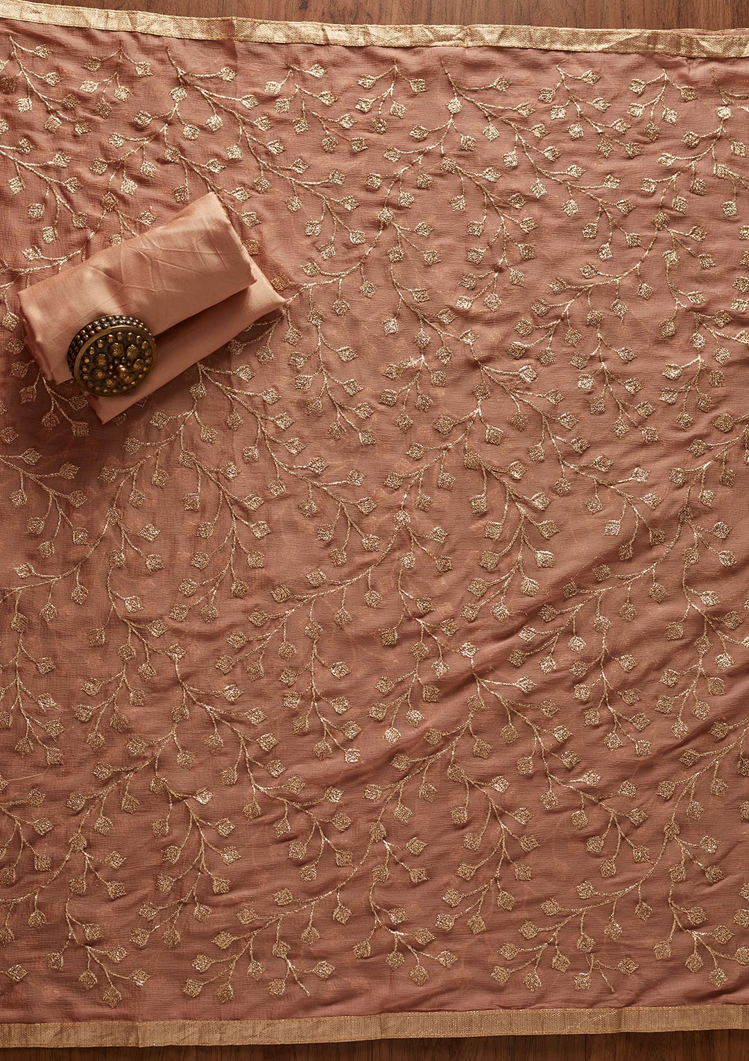 Onion Pink Zariwork Chanderi Designer Unstitched Salwar Suit - koskii