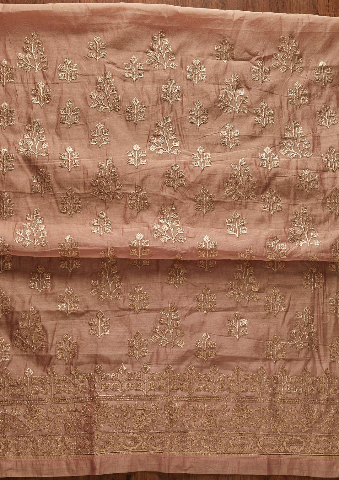 Onion Pink Zariwork Chanderi Designer Unstitched Salwar Suit - koskii