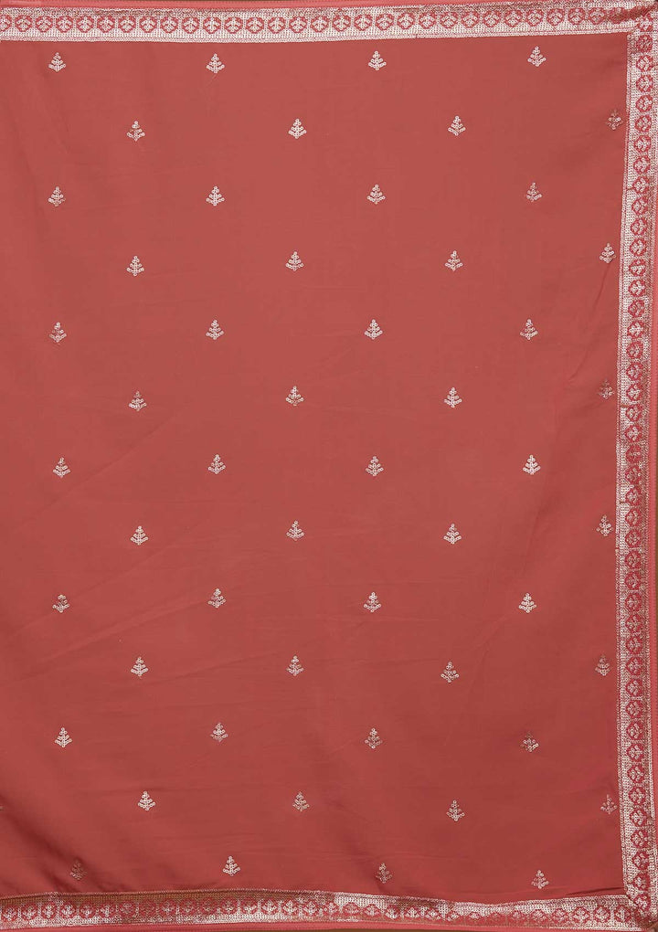 Onion Pink Zariwork Georgette Designer Anarkali Suit-Koskii