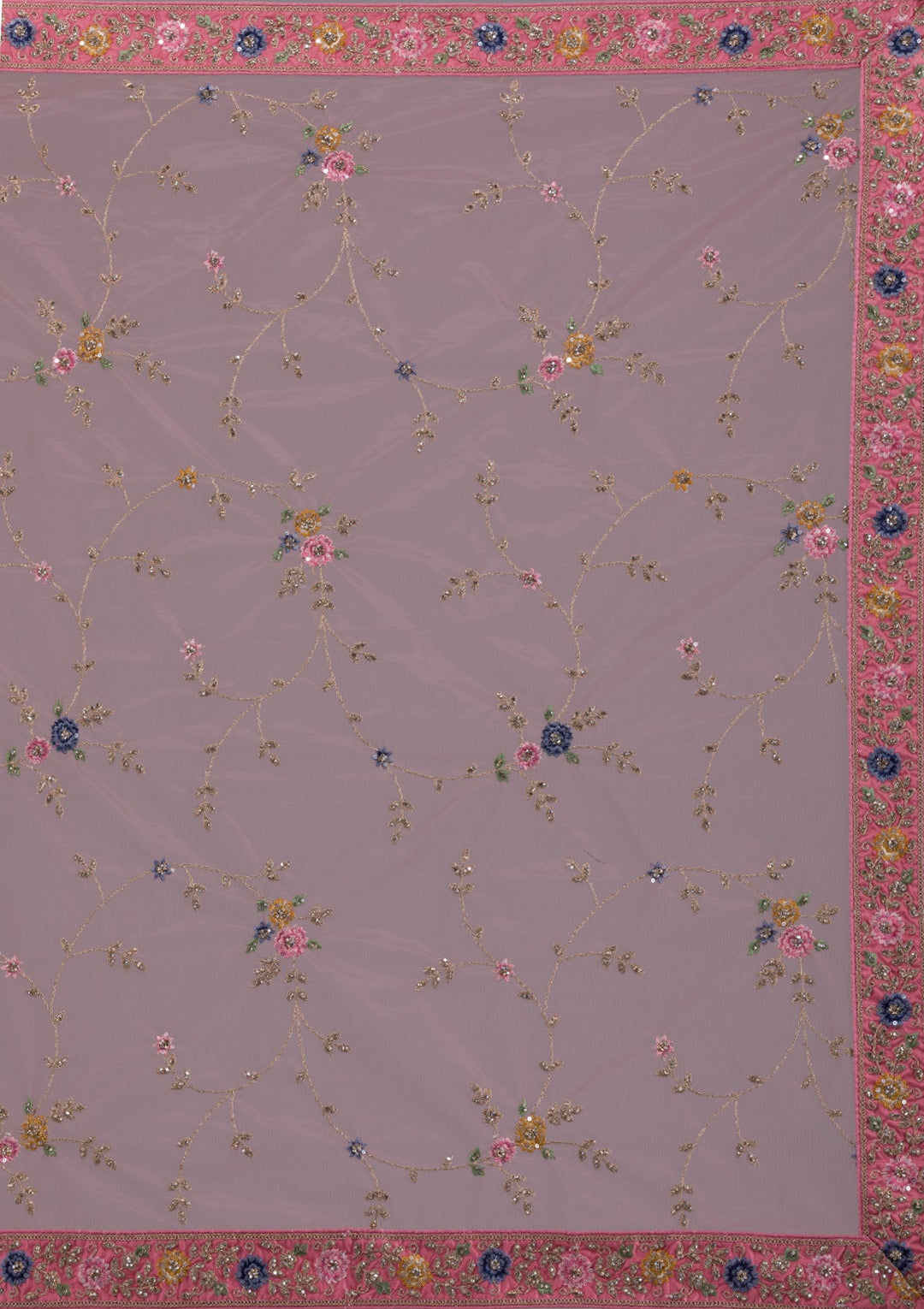 Onion Pink Zariwork Net Designer Lehenga-Koskii