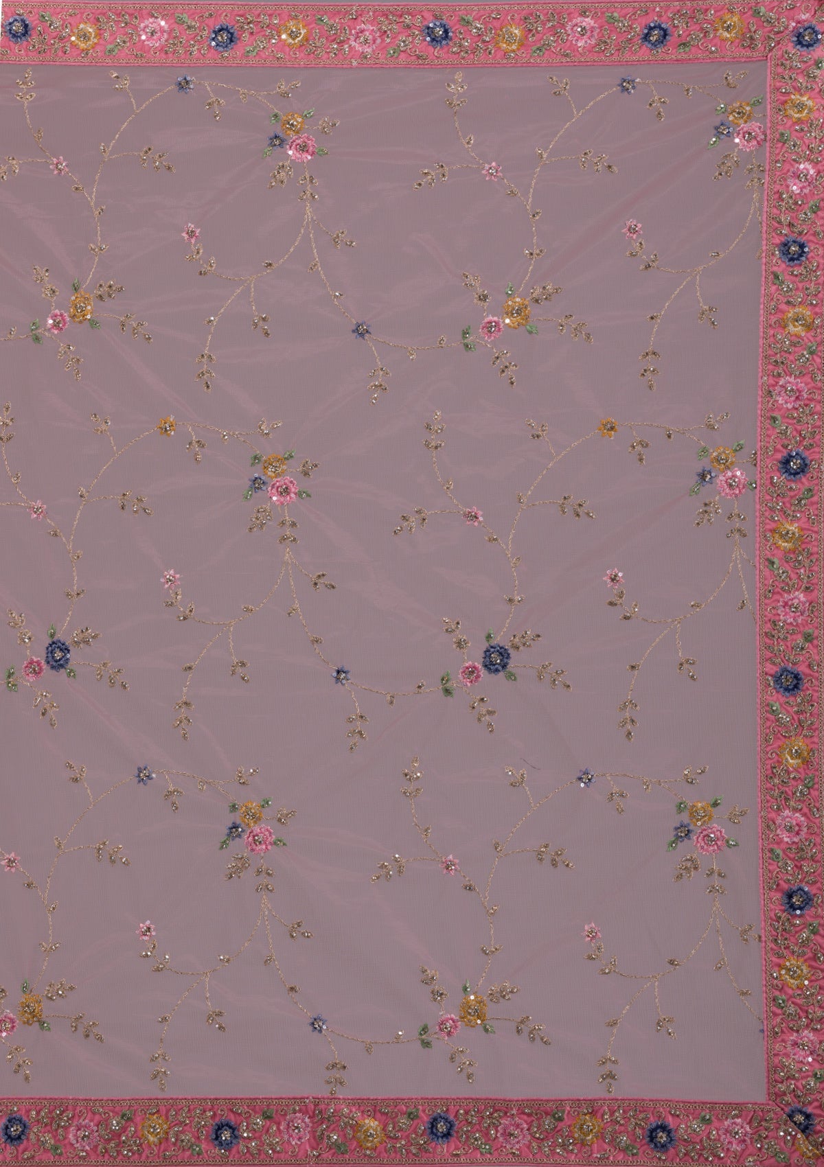 Onion Pink Zariwork Net Designer Lehenga-Koskii