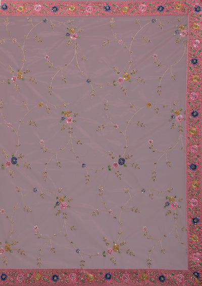 Onion Pink Zariwork Net Designer Lehenga-Koskii