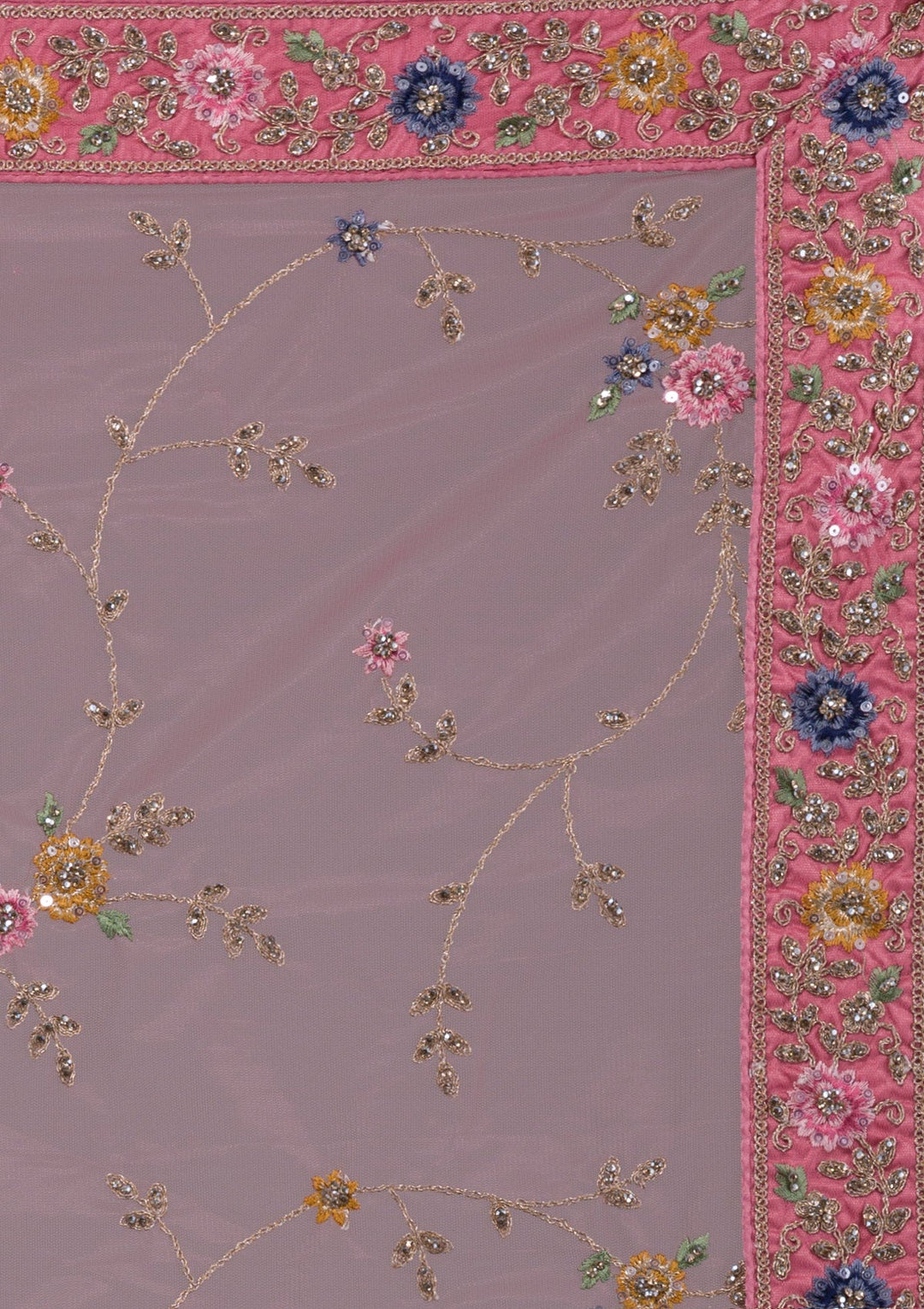 Onion Pink Zariwork Net Designer Lehenga-Koskii