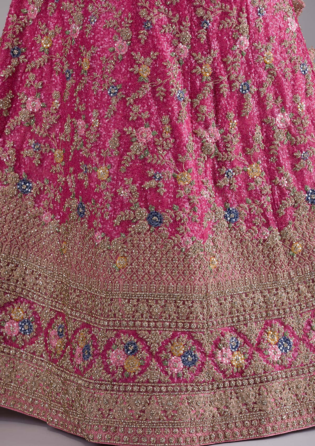 Onion Pink Zariwork Net Designer Lehenga-Koskii