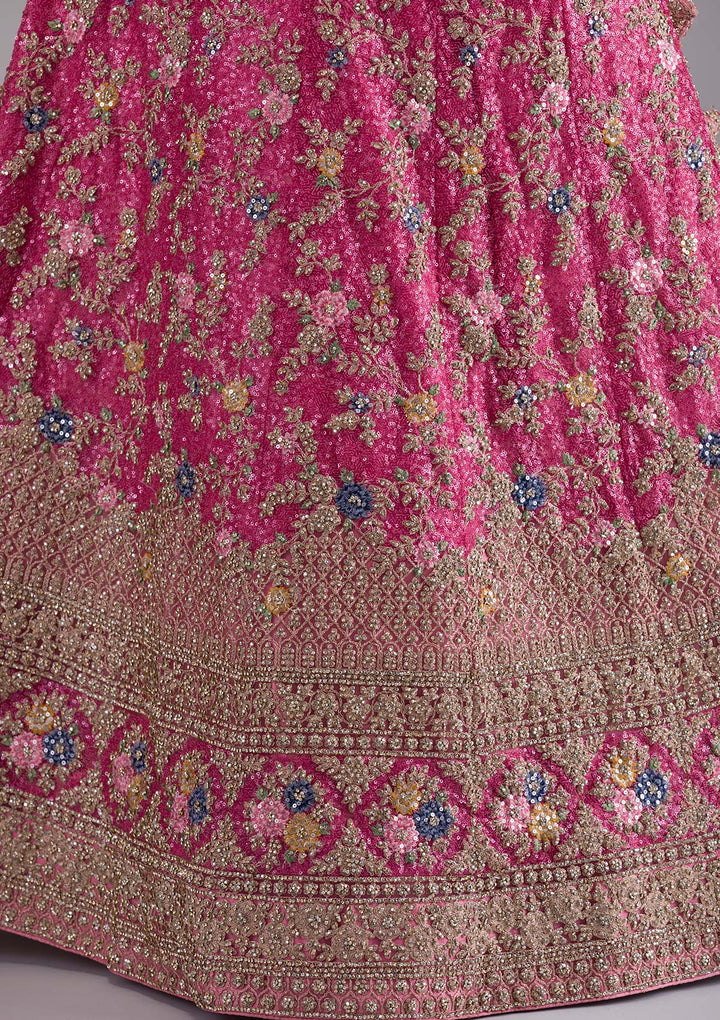 Onion Pink Zariwork Net Designer Lehenga-Koskii