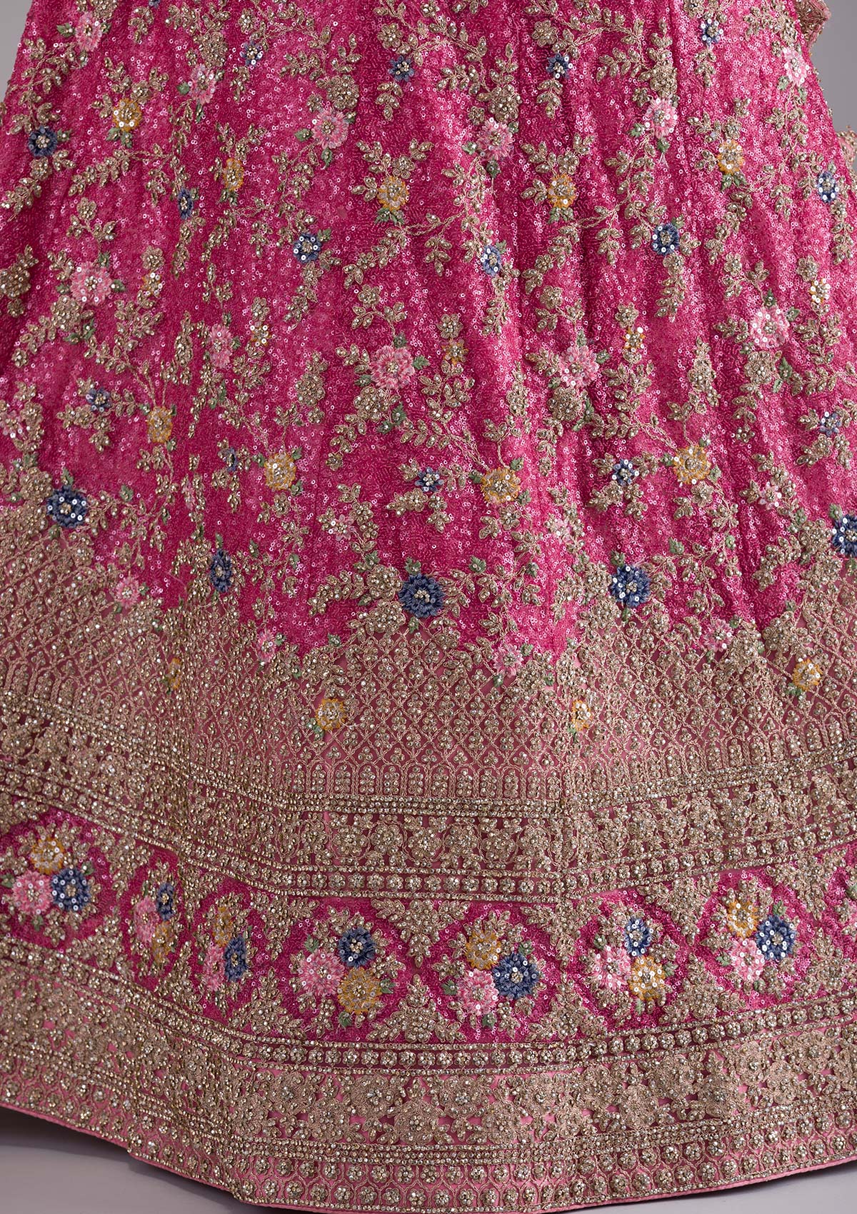Onion Pink Zariwork Net Designer Lehenga-Koskii