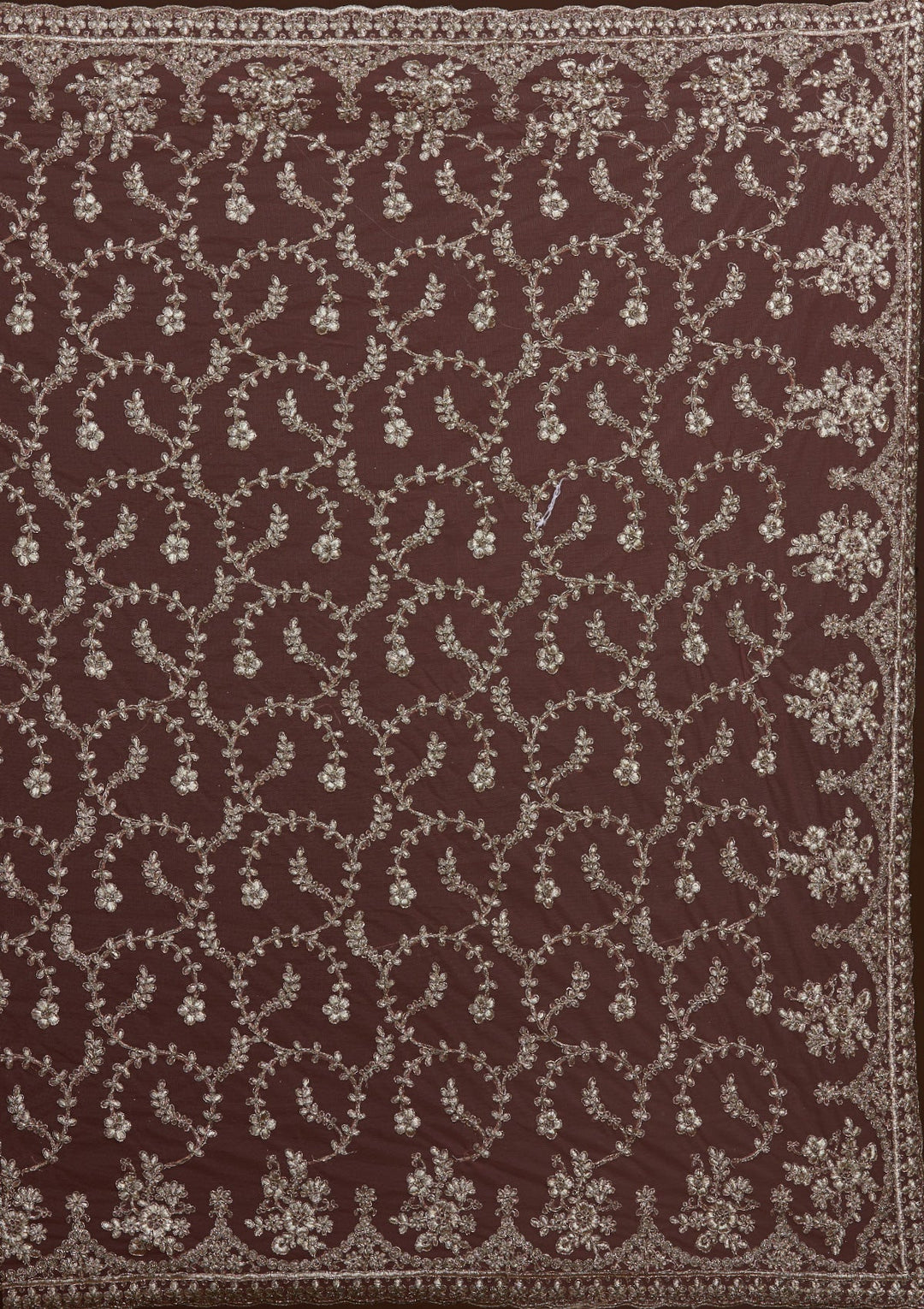 Onion Pink Zariwork Net Saree-Koskii