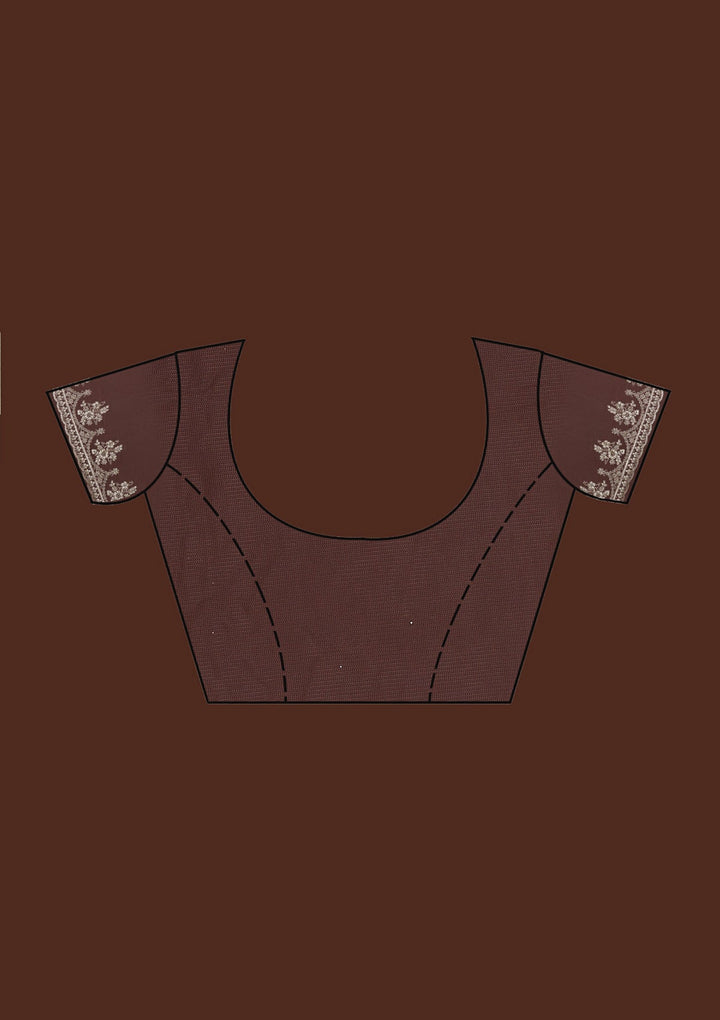 Onion Pink Zariwork Net Saree-Koskii