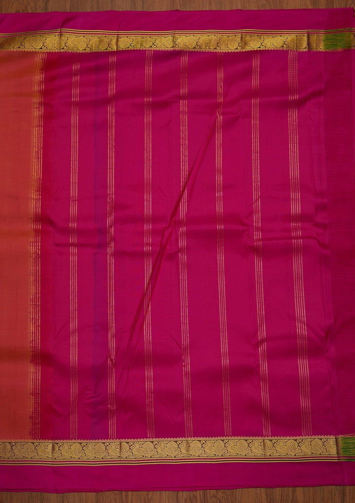 Onion Pink Zariwork Pure Silk Designer Saree - koskii