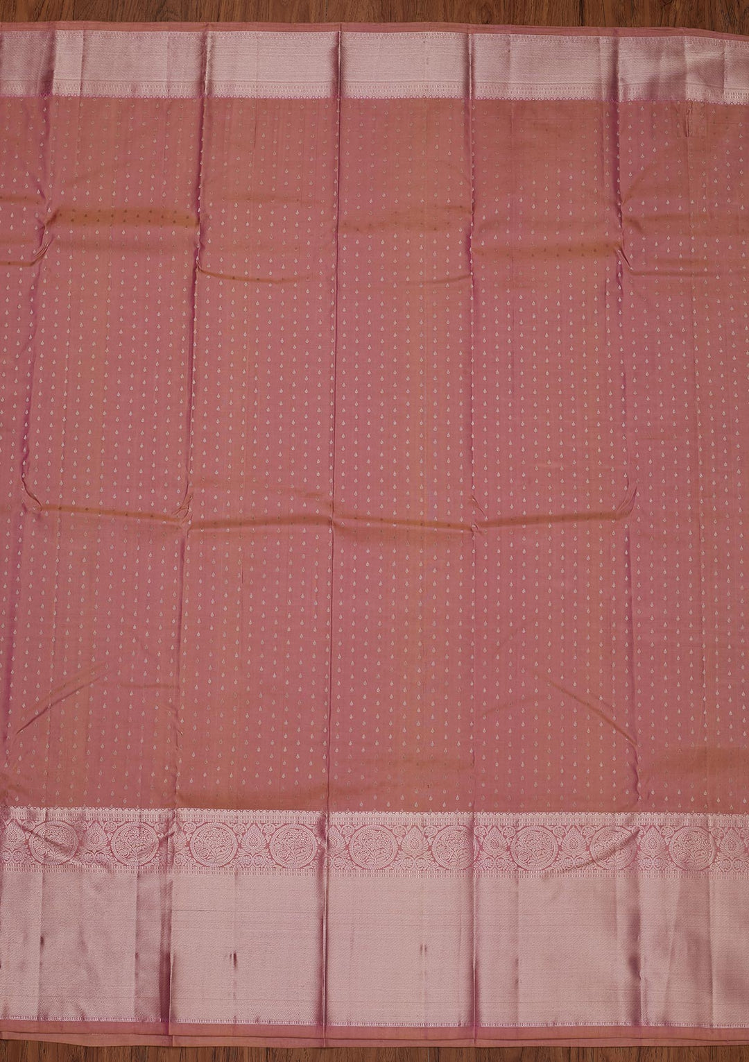 Onion Pink Zariwork Pure Silk Designer Unstitched Saree - Koskii