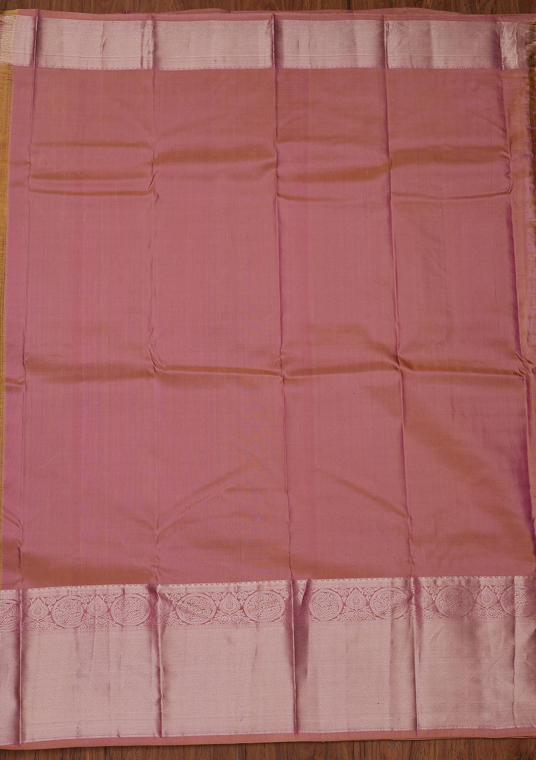Onion Pink Zariwork Pure Silk Designer Unstitched Saree - Koskii