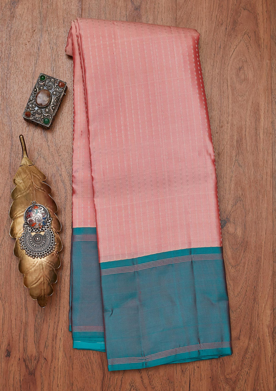 Onion Pink Zariwork Pure Silk Designer Unstitched Saree - Koskii