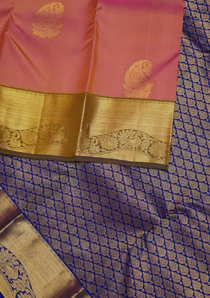 Onion Pink Zariwork Pure Silk Designer Saree - Koskii