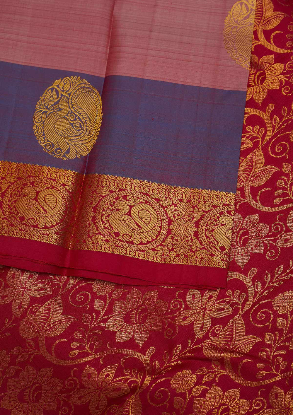 Onion Pink Zariwork Pure Silk Designer Saree - Koskii