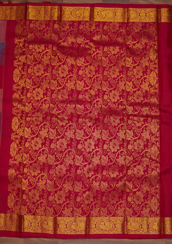 Onion Pink Zariwork Pure Silk Designer Saree - Koskii