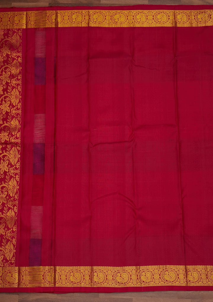 Onion Pink Zariwork Pure Silk Designer Saree - Koskii