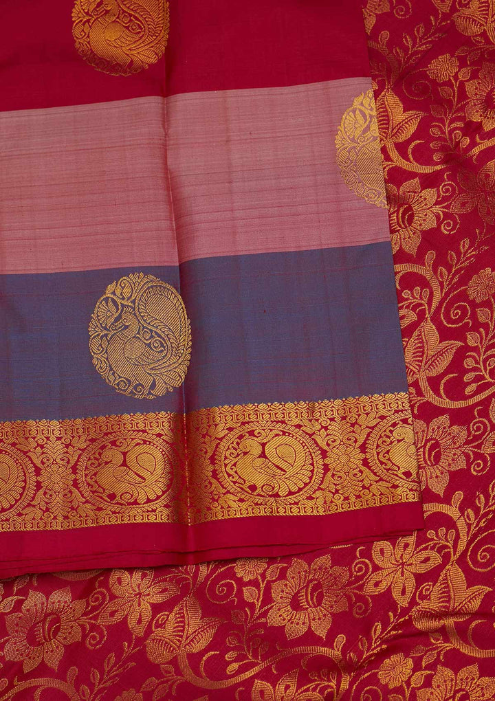 Onion Pink Zariwork Pure Silk Designer Saree - Koskii