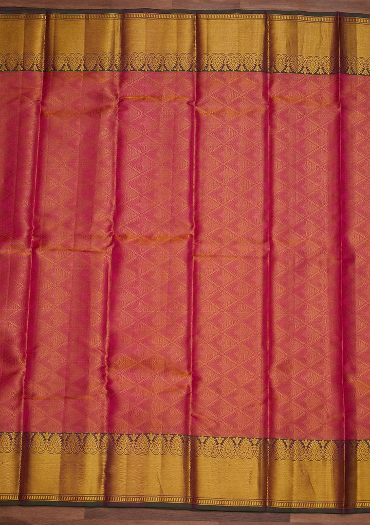 Onion Pink Zariwork Pure Silk Designer Saree - Koskii