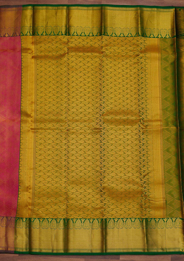 Onion Pink Zariwork Pure Silk Designer Saree - Koskii