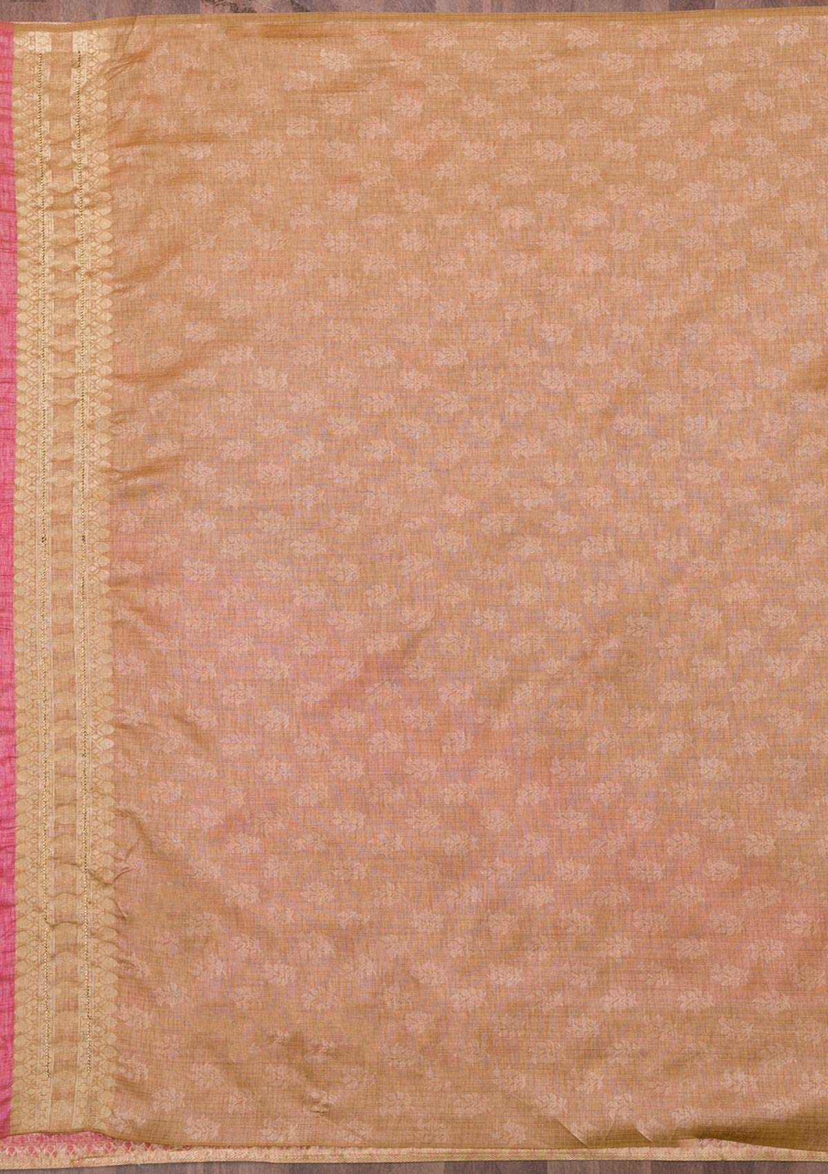 Onion Pink Zariwork Raw Silk Saree-Koskii