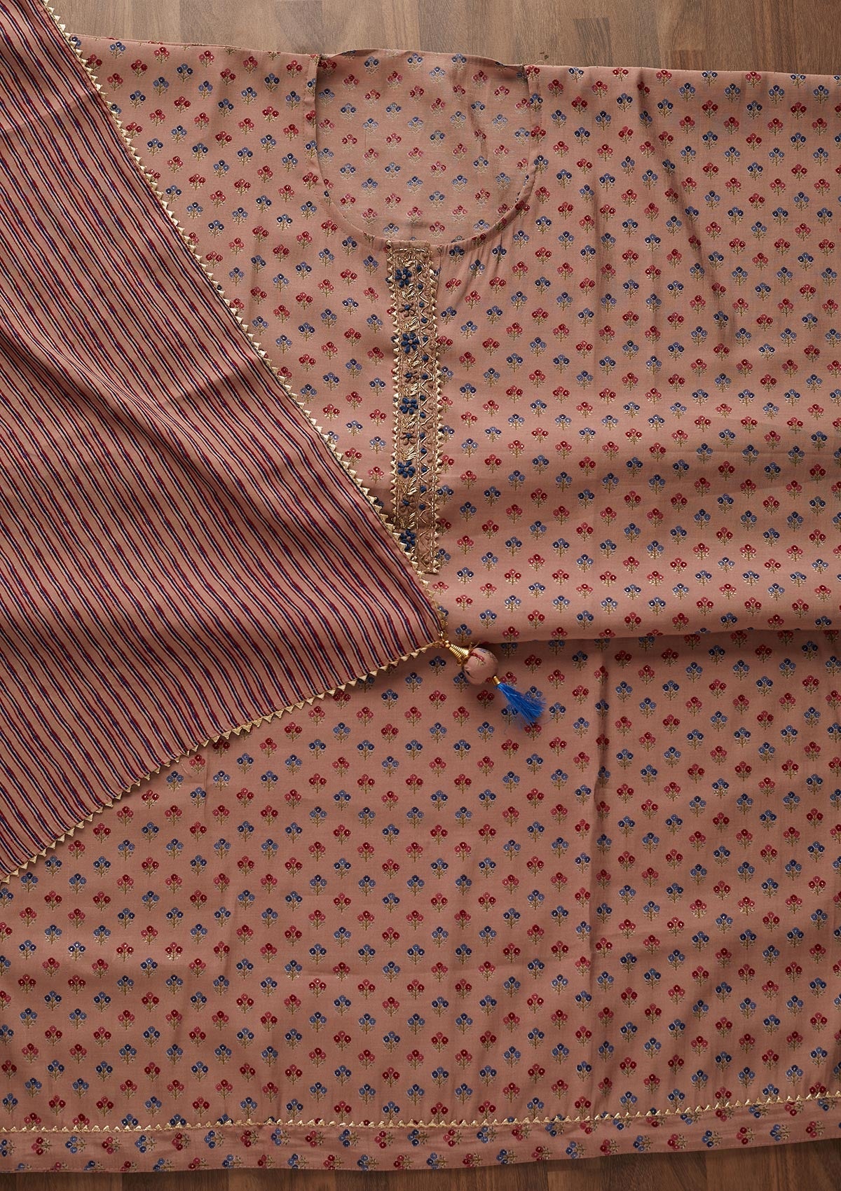 Onion Pink Zariwork Semi Crepe Designer Semi-Stitched Salwar Suit - Koskii