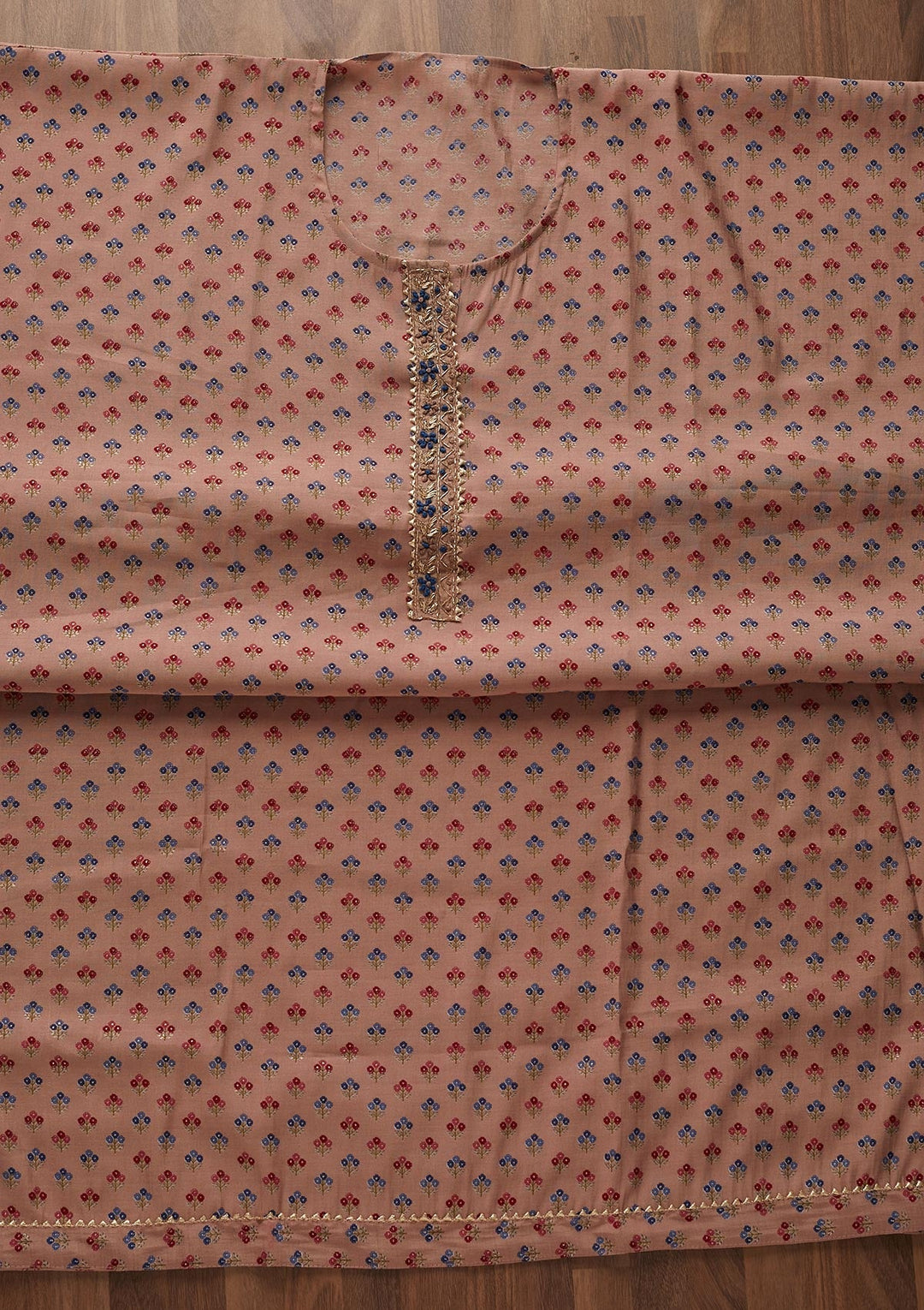 Onion Pink Zariwork Semi Crepe Designer Semi-Stitched Salwar Suit - Koskii