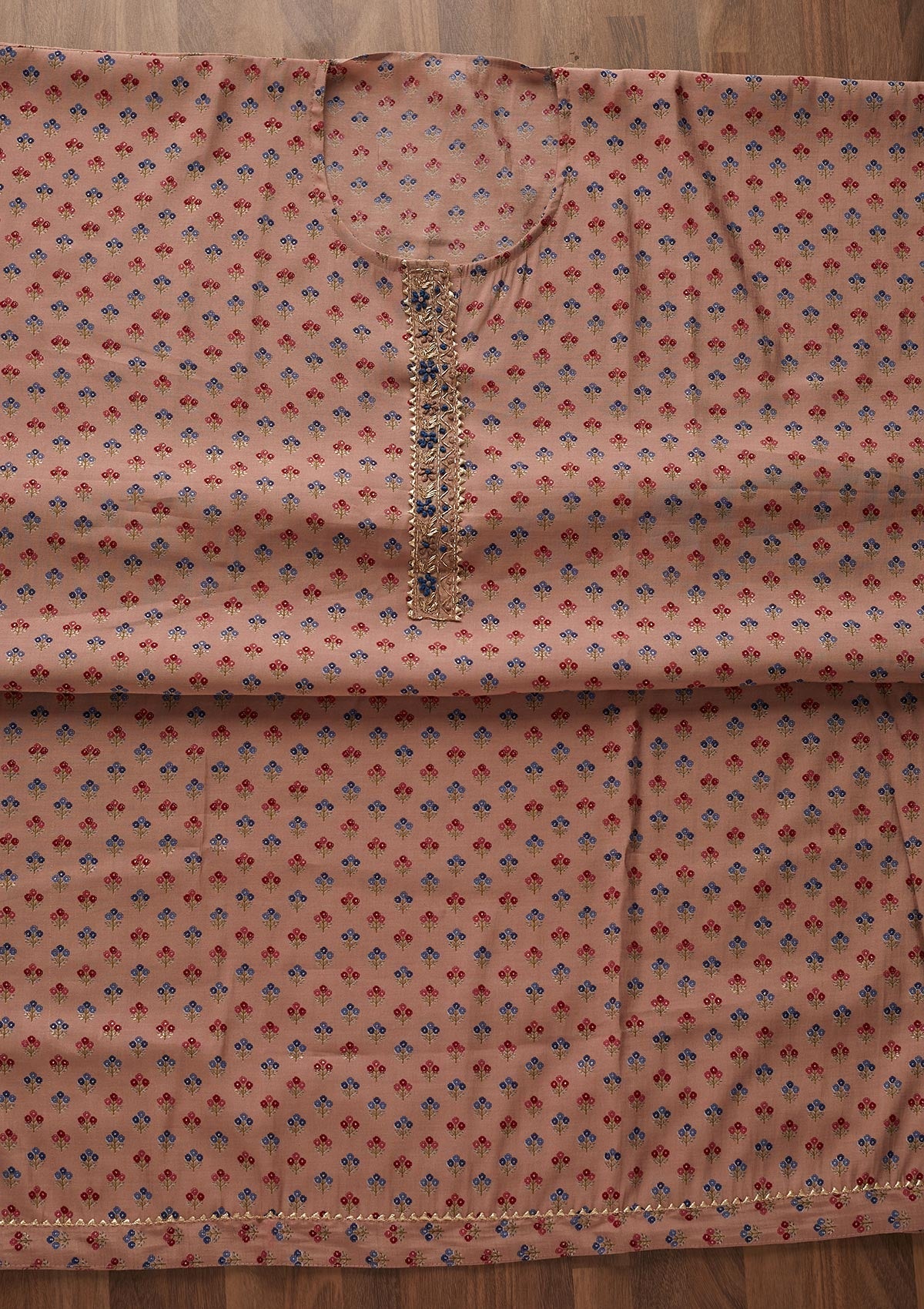 Onion Pink Zariwork Semi Crepe Designer Semi-Stitched Salwar Suit - Koskii